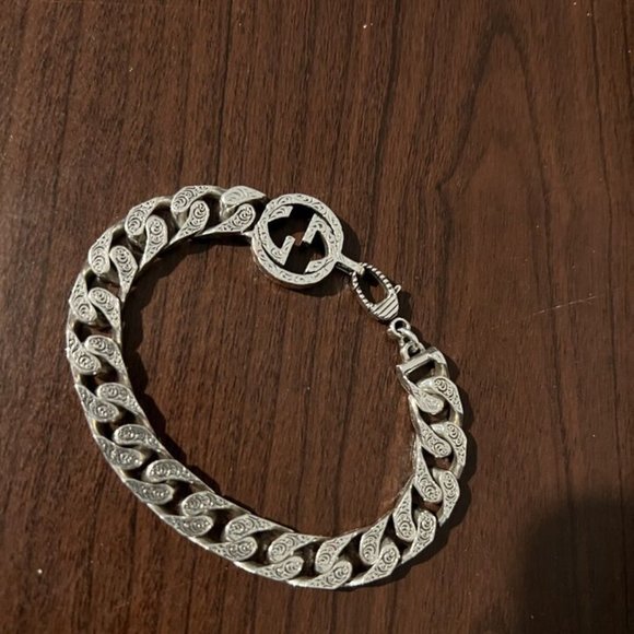 Gucci Interlocking G Chain Bracelet In Silver size 7.5 inches - Picture 1 of 4